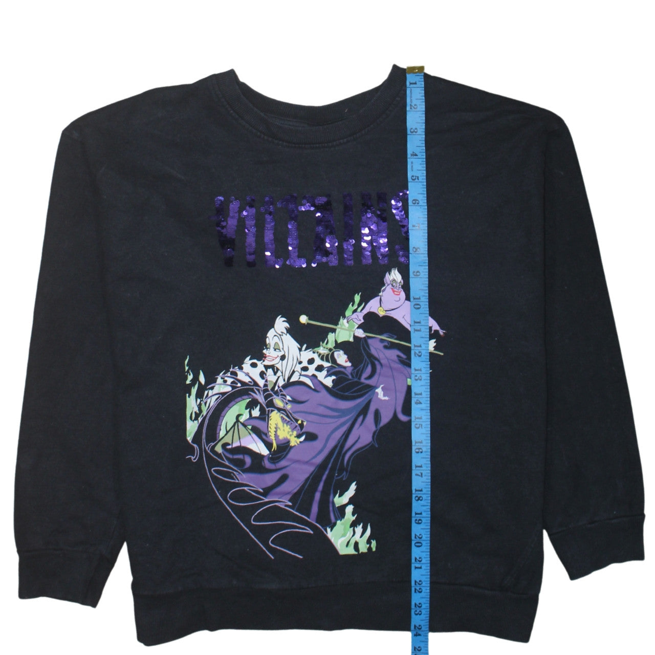 Disney TU Women Black Size 20 Pullover Sweatshirt Villains Sequin Design