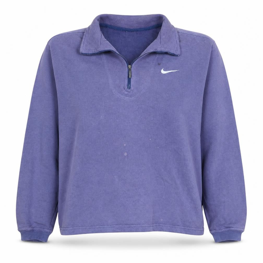 Nike Women Purple 1/4 Zip Sweatshirt M Logo Embroidered Pullover