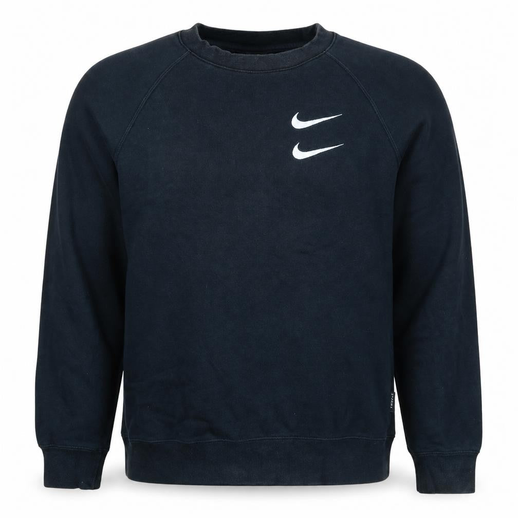 Nike Men's Black Swoosh Logo Crew Neck Sweatshirt Size S