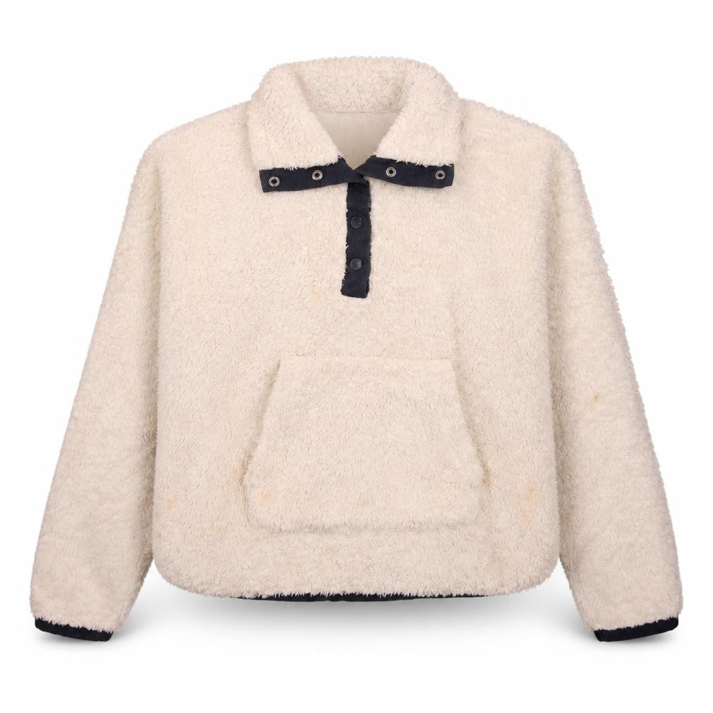 Champion Womens Ivory Fleece Pullover Henley Sweatshirt XS