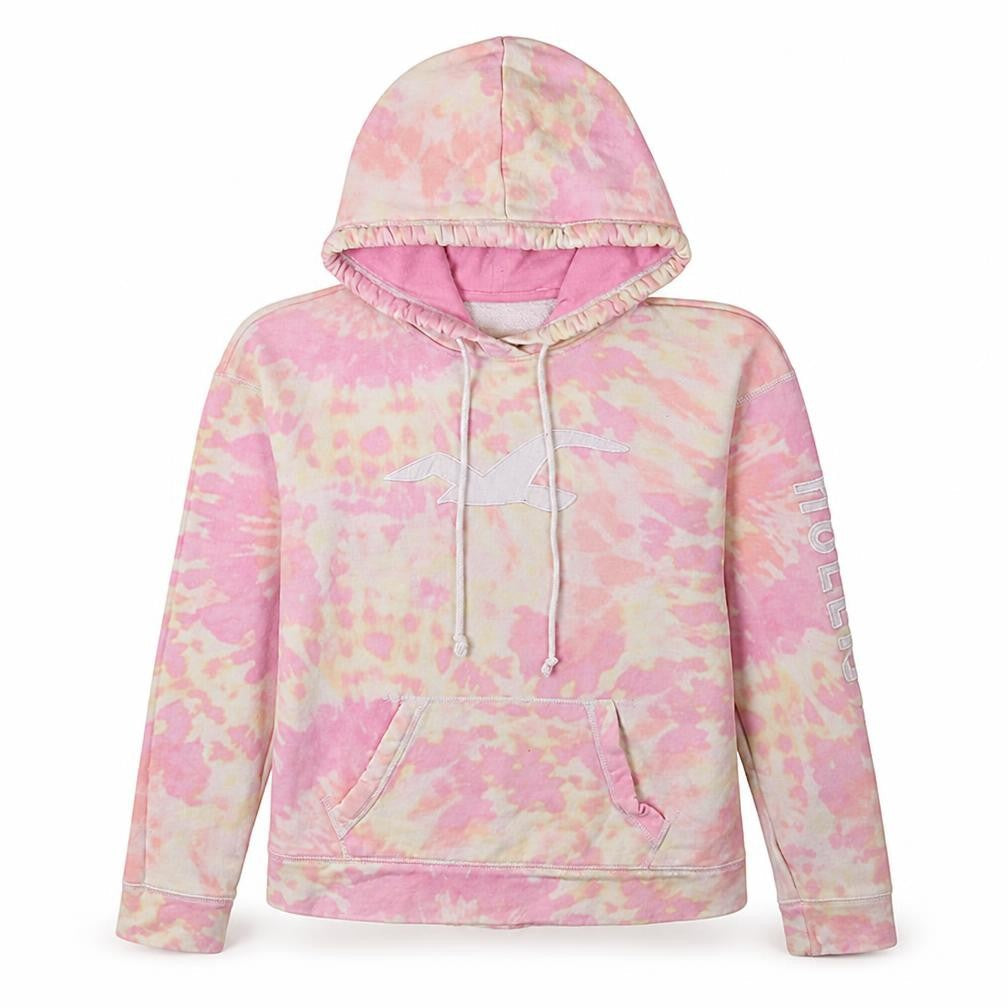 Hollister Womens Pink Tie-Dye Pullover Hoodie Small