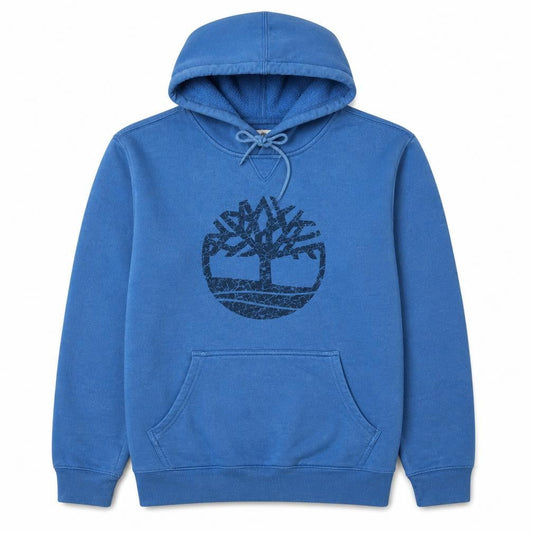 Timberland Men's Blue Pullover Hoodie Regular Fit M Graphic Logo