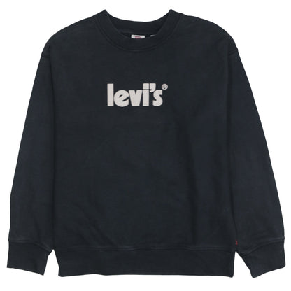 Additional front view of Levi's men’s black xs graphic logo crew neck sweatshirt