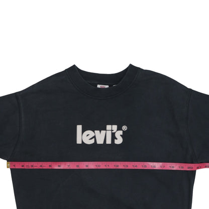 Back view of Levi's men’s black xs graphic logo crew neck sweatshirt