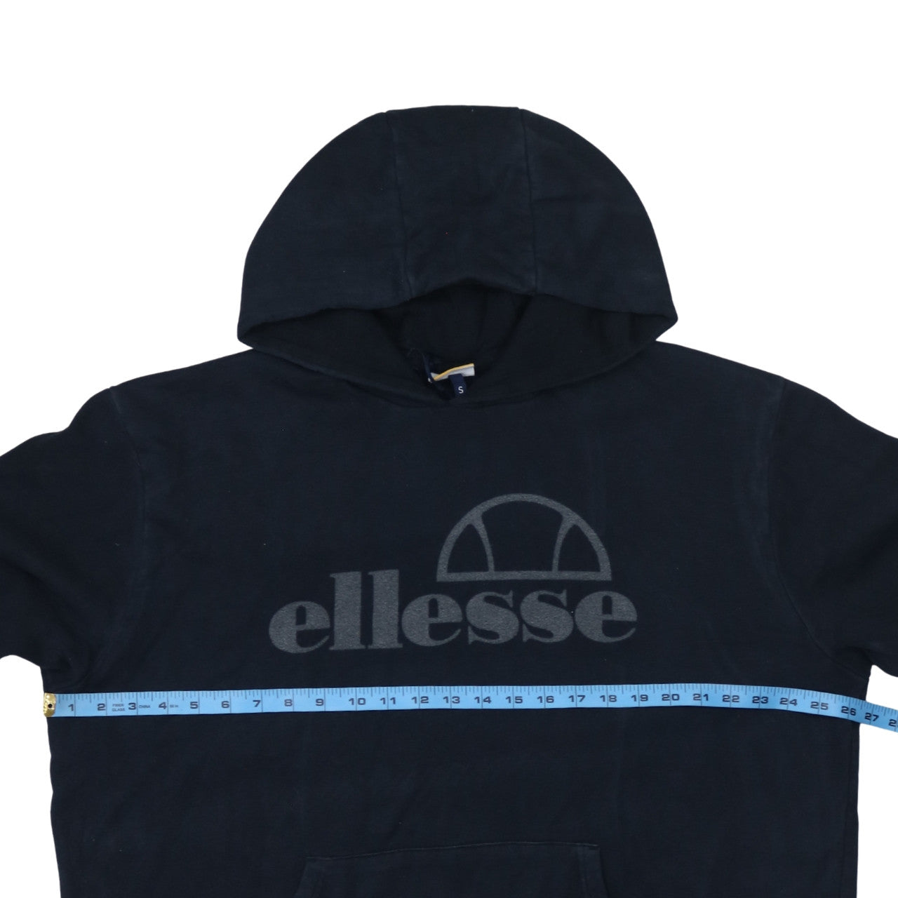 Ellesse Men Black S Pullover Hoodie Classic Logo Cotton Sweatshirt