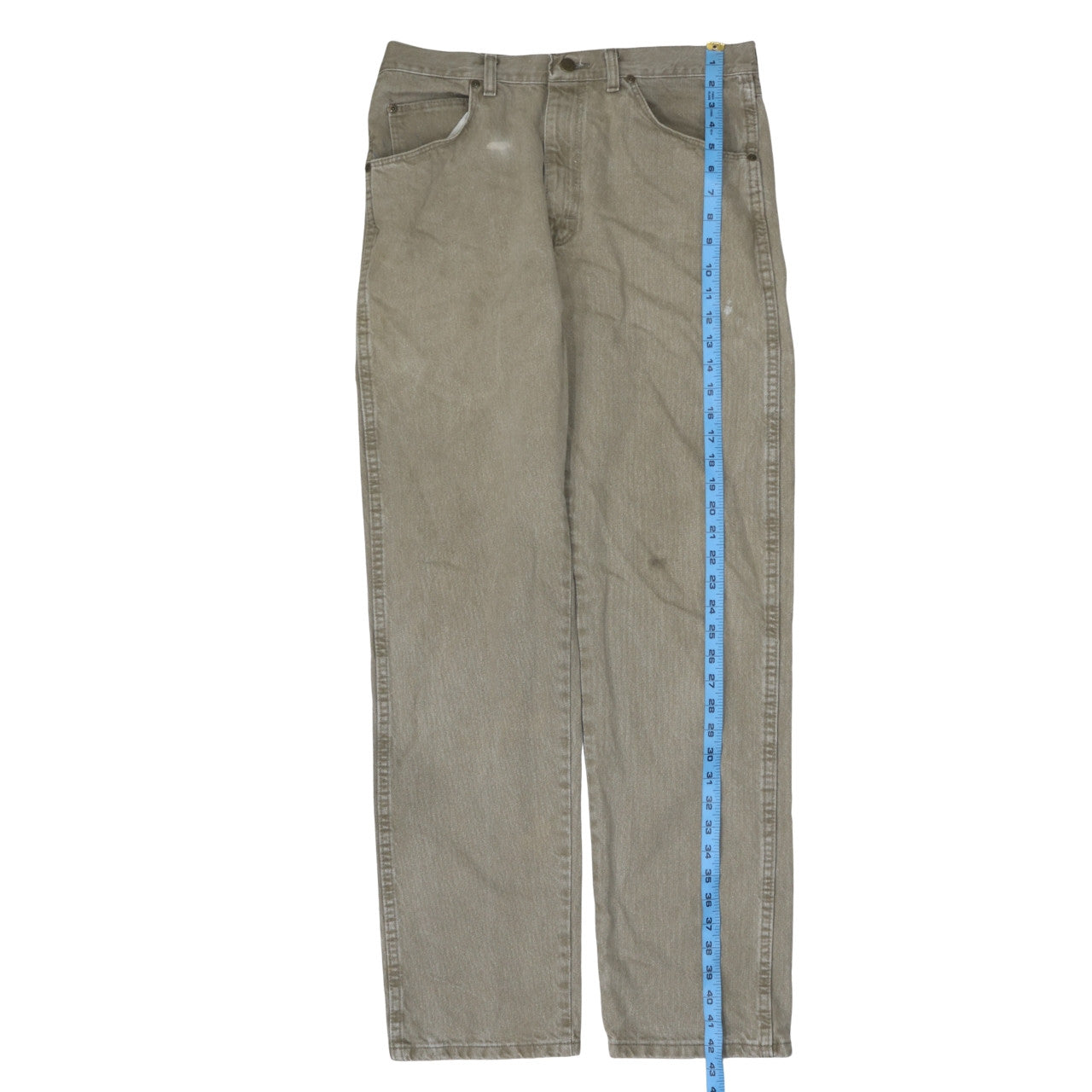 Wrangler Men's Beige Regular Fit Cotton Straight Jeans 34x32