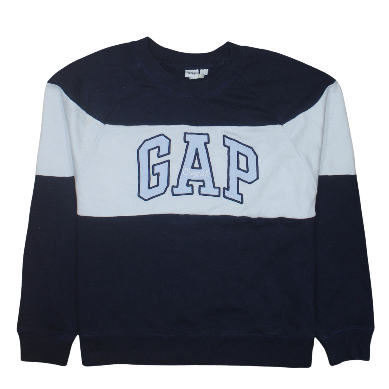 GAP Women Navy Blue Colourblock Cotton Sweatshirt M