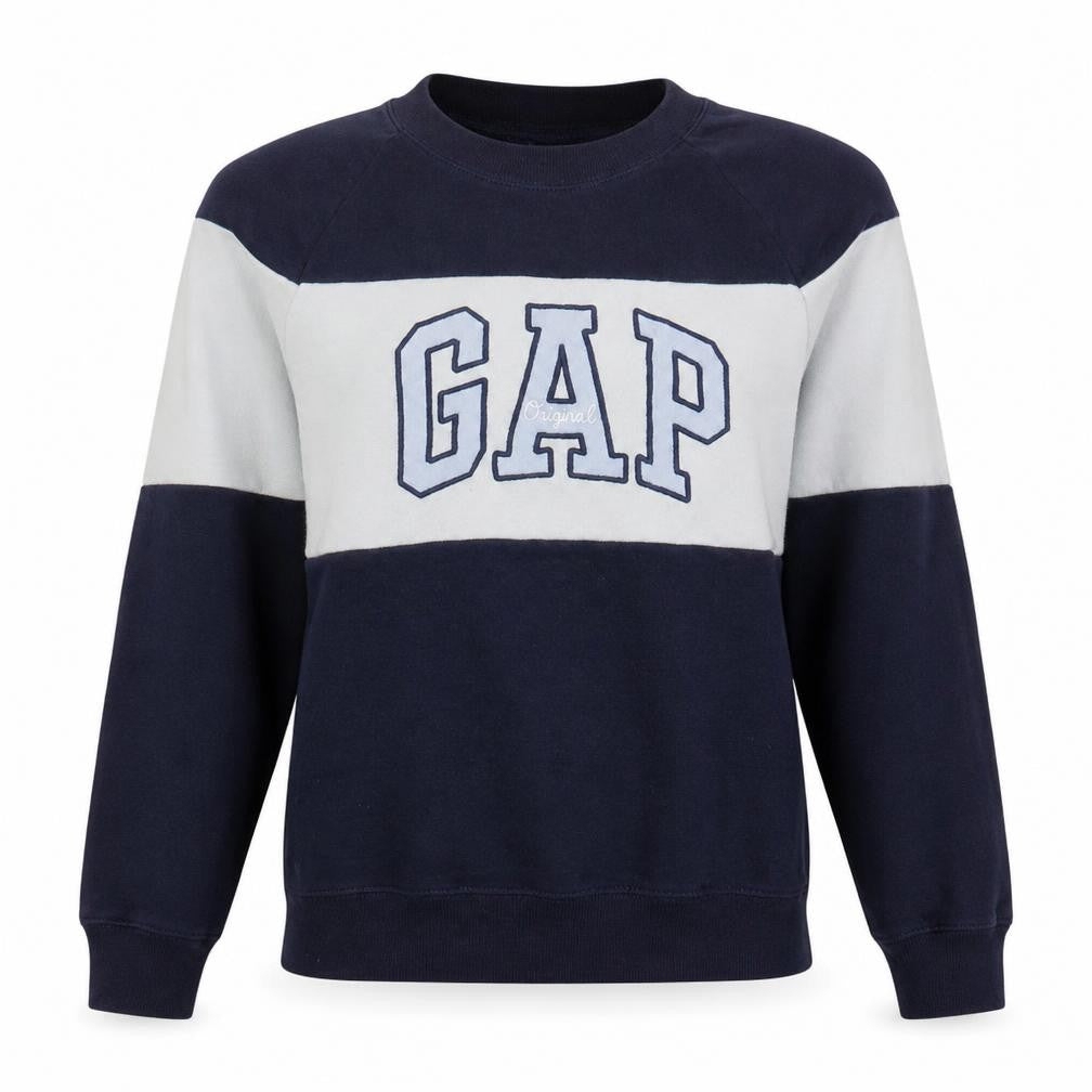 Gap Women Navy Blue Colourblock Cotton Sweatshirt M