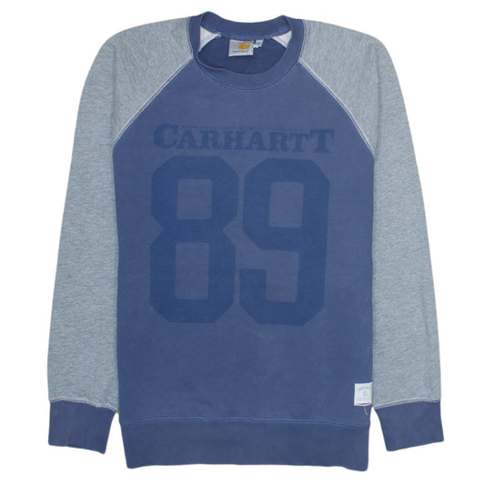 Carhartt Men's Blue Logo Crew Neck Sweatshirt Size S