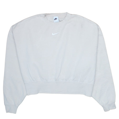 Nike Women Beige XS Pullover Crew Neck Sweatshirt Cotton Blend