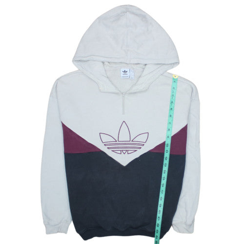 Adidas Women’s Beige & Navy Colourblock Hoodie Size 8 Full Zip Cotton Blend