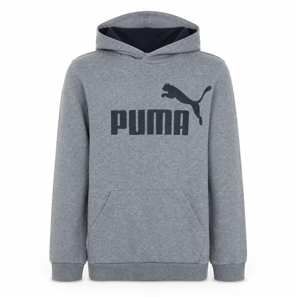 Puma Boys Grey Pullover Hoodie 13-14 Years Fleece Logo Sweatshirt