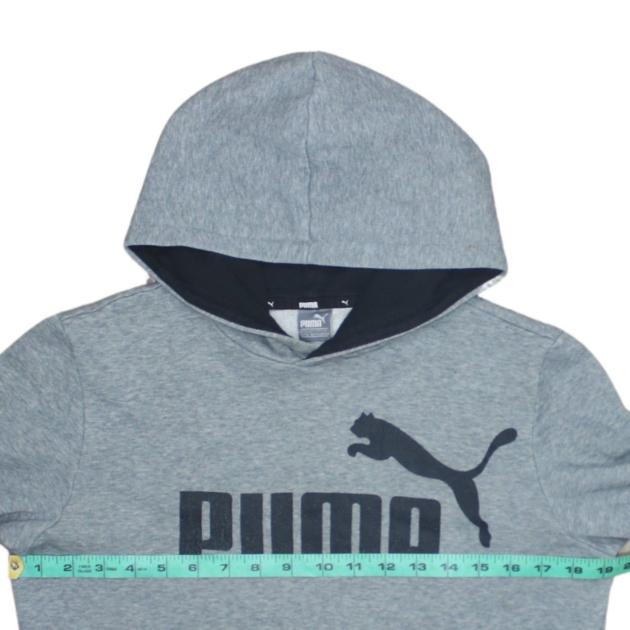 Puma Boys Grey Pullover Hoodie 13-14 Years Fleece Logo Sweatshirt