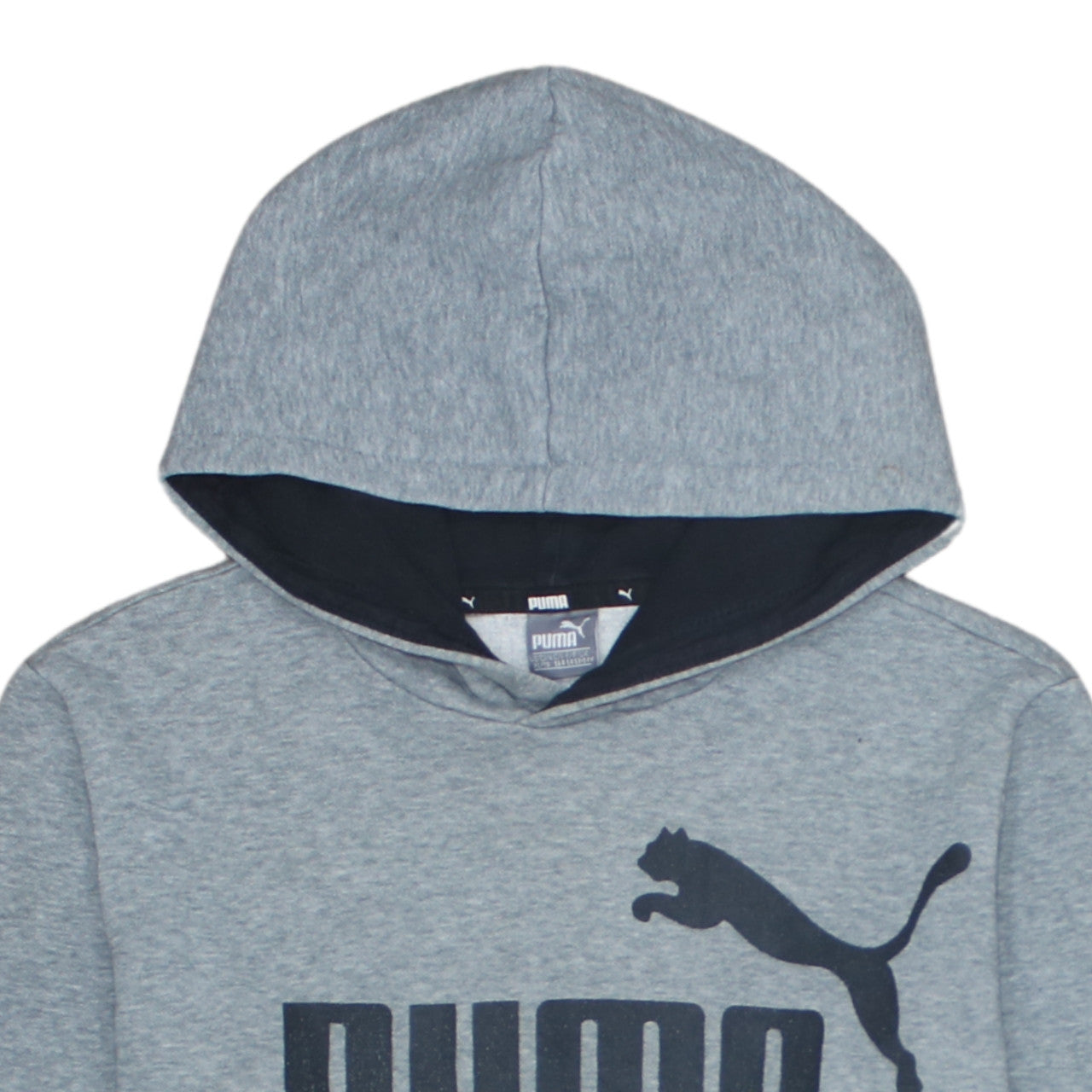 Puma Boys Grey Pullover Hoodie 13-14 Years Fleece Logo Sweatshirt