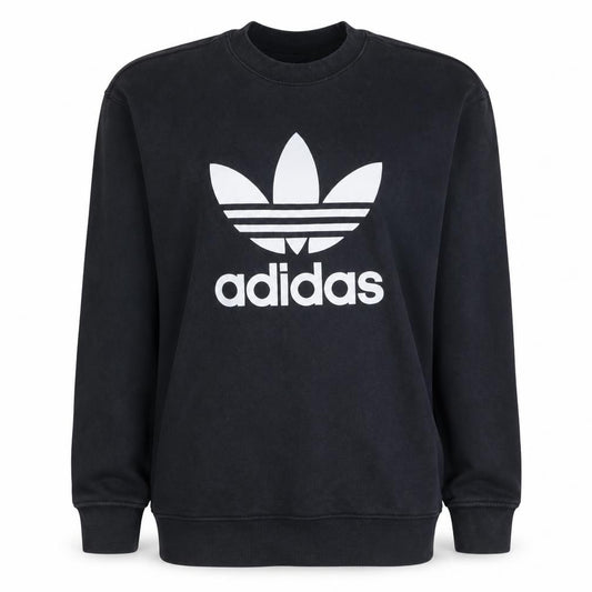 Adidas Women Black Crew Neck Pullover Sweatshirt Size 14