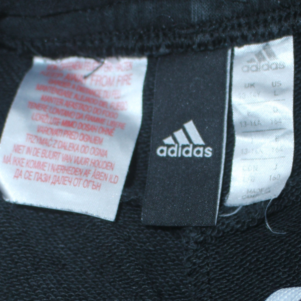 Adidas Boys Black Athletic Shorts 13-14 Years Fleece Elastic Waist Logo
