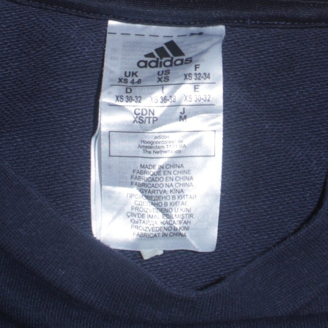 Adidas Womens Navy XS Crew Neck Graphic Logo Sweatshirt