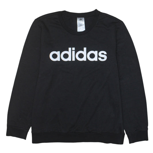 Adidas Womens Black XL Sweatshirt Crew Neck Logo Pullover