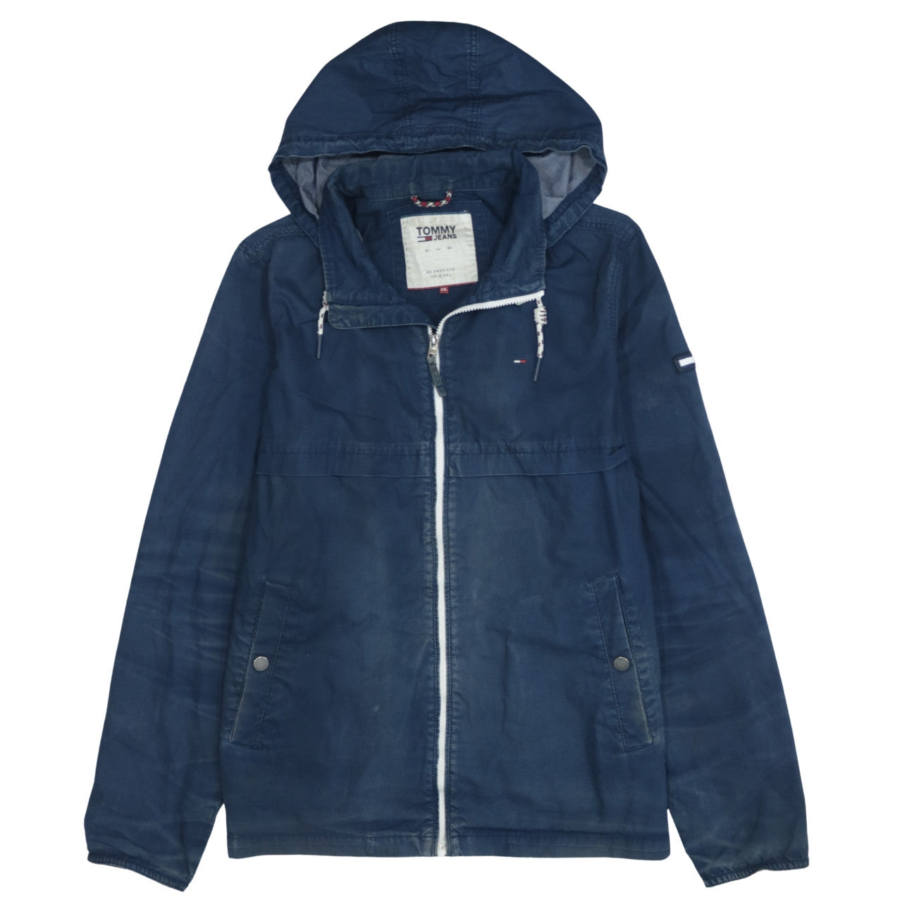 Tommy Jeans Men's Blue 2XL Hooded Full Zip Windbreaker Jacket