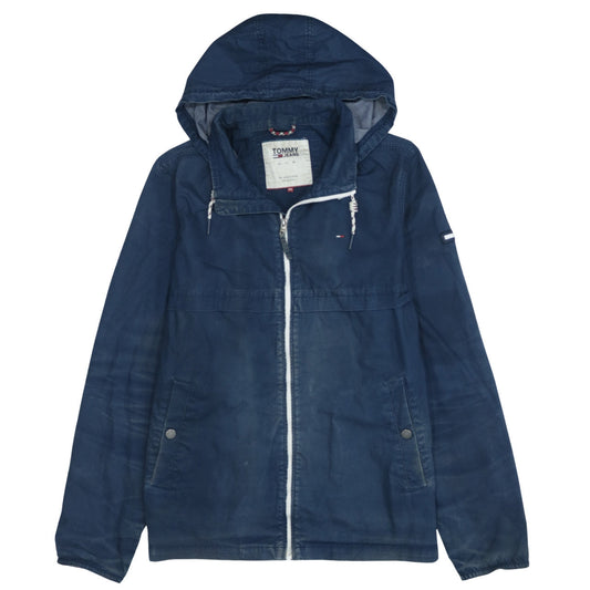 Tommy Jeans Men's Blue 2XL Hooded Full Zip Windbreaker Jacket