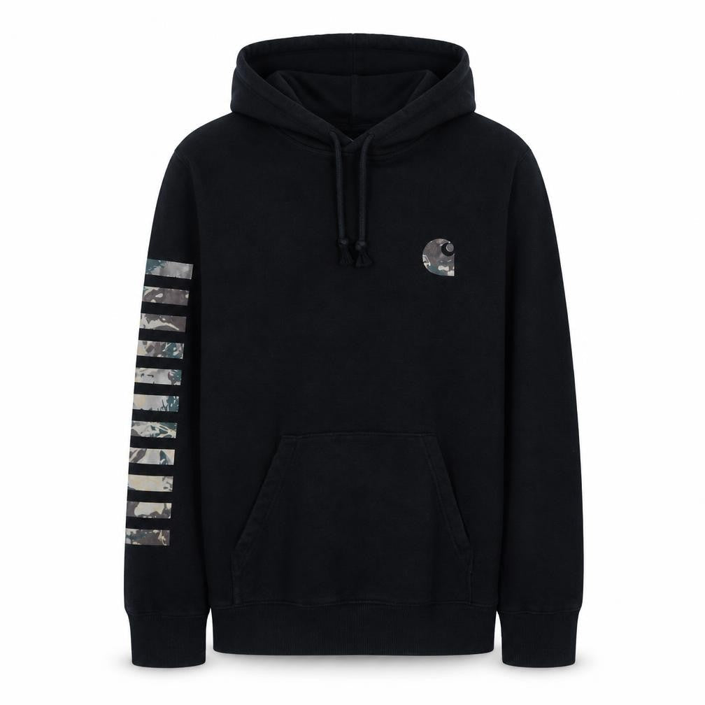 Carhartt WIP Men's Black Camouflage Logo Pullover Hoodie S