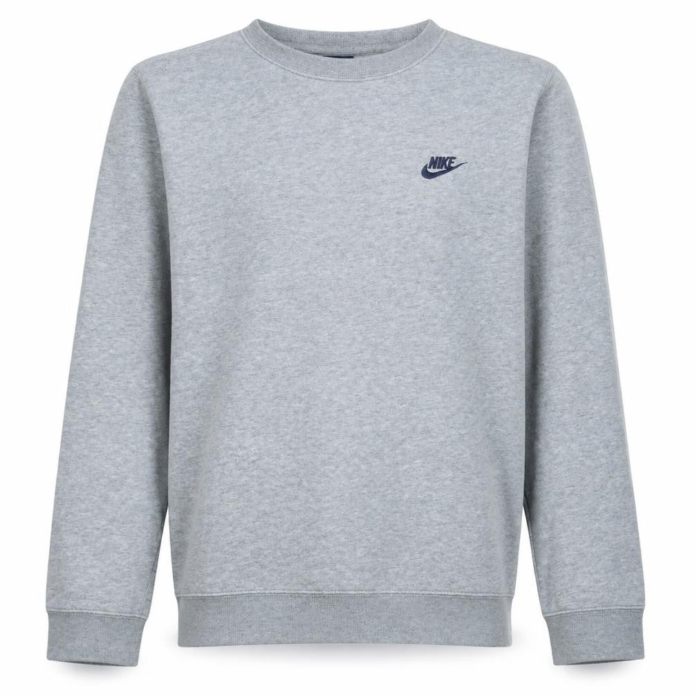 Nike Men's Grey Pullover Sweatshirt M Crew Neck Fleece Regular Fit