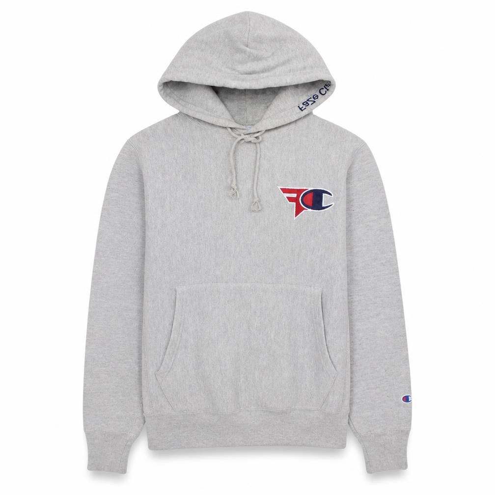 Champion Men's Grey Small Pullover Hoodie with Logo