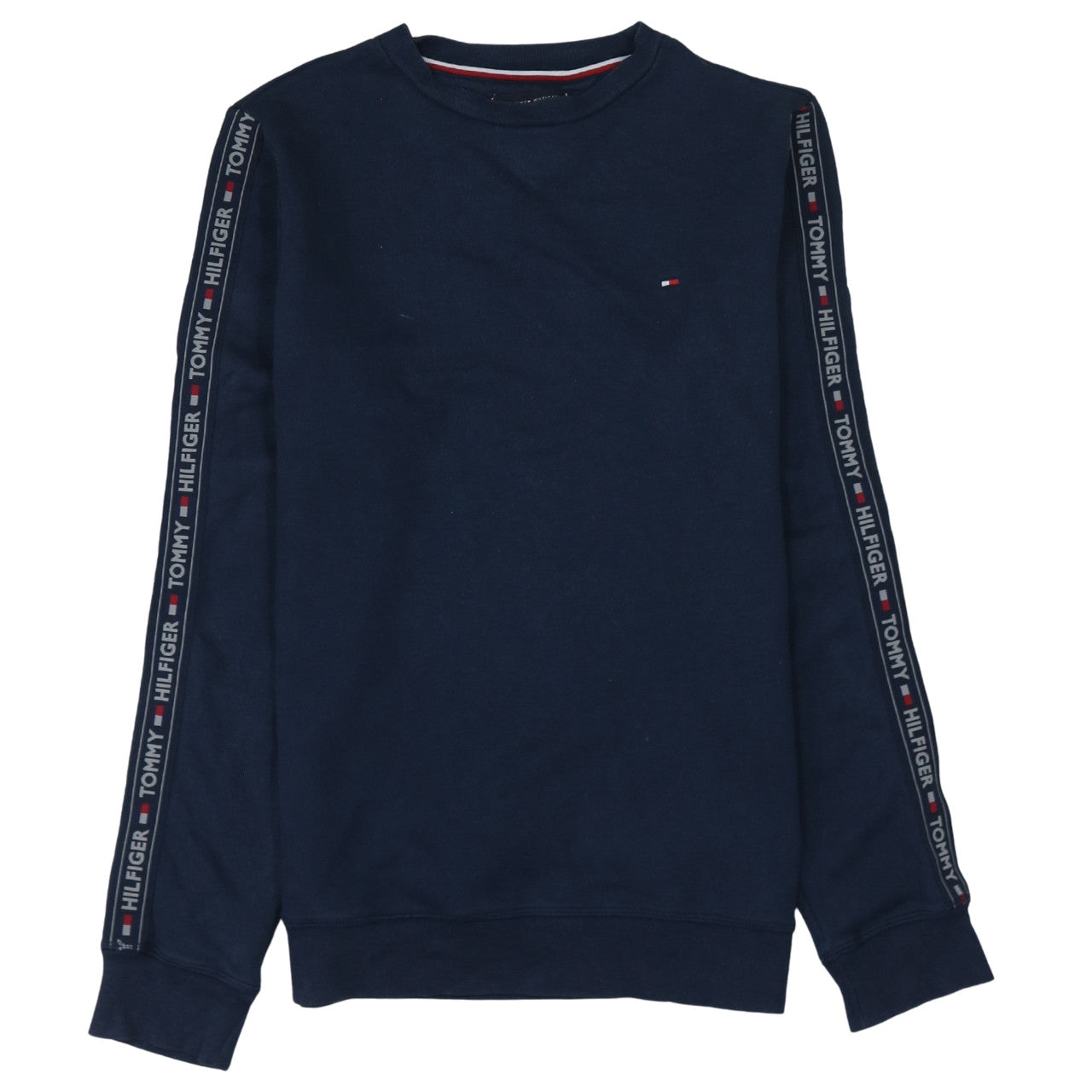 Tommy Hilfiger Men Blue Crew Neck Logo Tape Sweatshirt Size S
