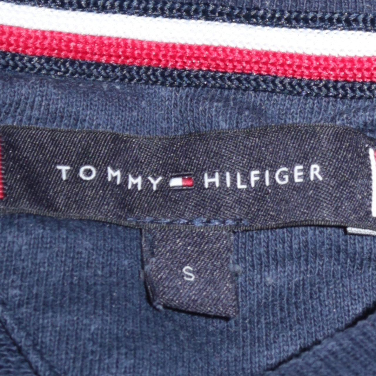 Tommy Hilfiger Men Blue Crew Neck Logo Tape Sweatshirt Size S