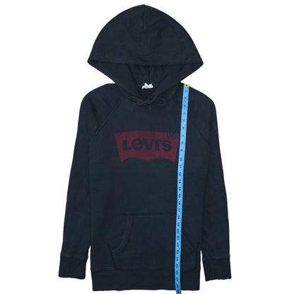 Back view of Levi's Men's Black Pullover Hoodie Small Regular Fit Logo Design