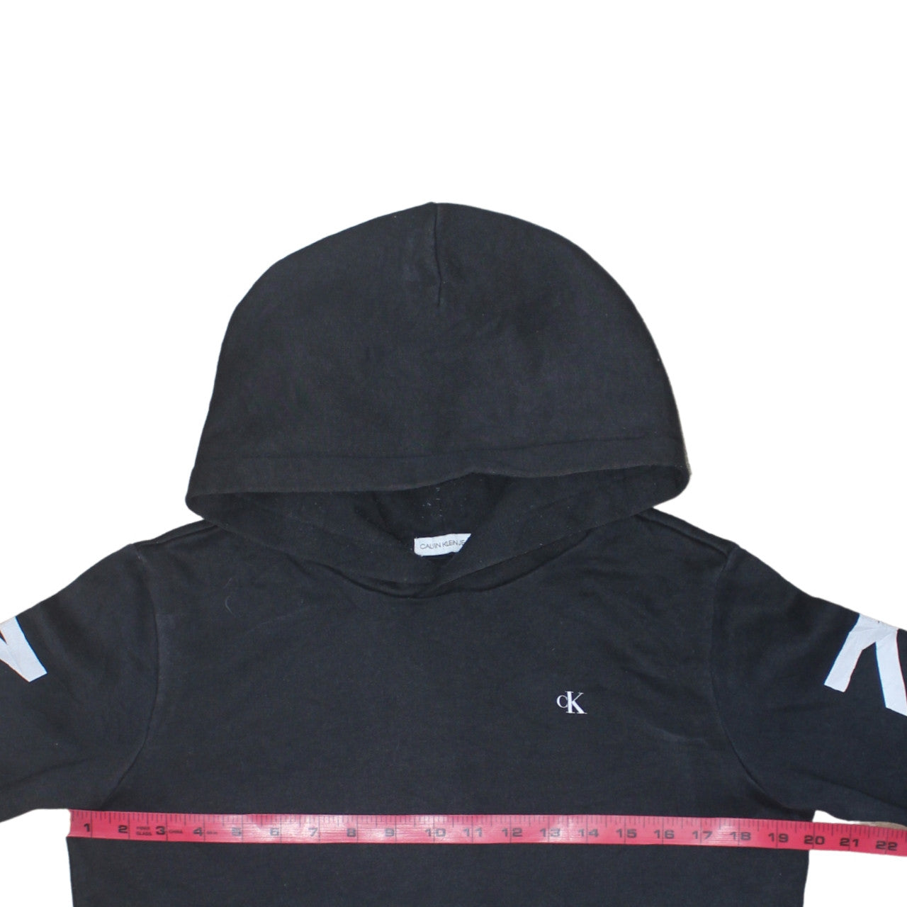 Calvin Klein Jeans Womens Black Hoodie Size 16 Pullover Logo Cotton Blend
