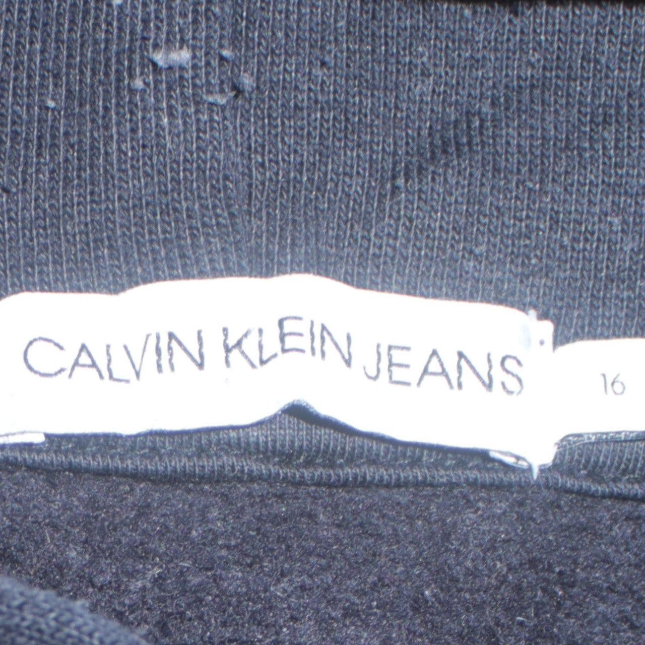 Calvin Klein Jeans Womens Black Hoodie Size 16 Pullover Logo Cotton Blend