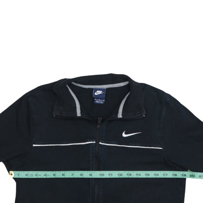 Close-up detail of Nike Men's Black Medium Track Jacket Full Zip Athletic Top