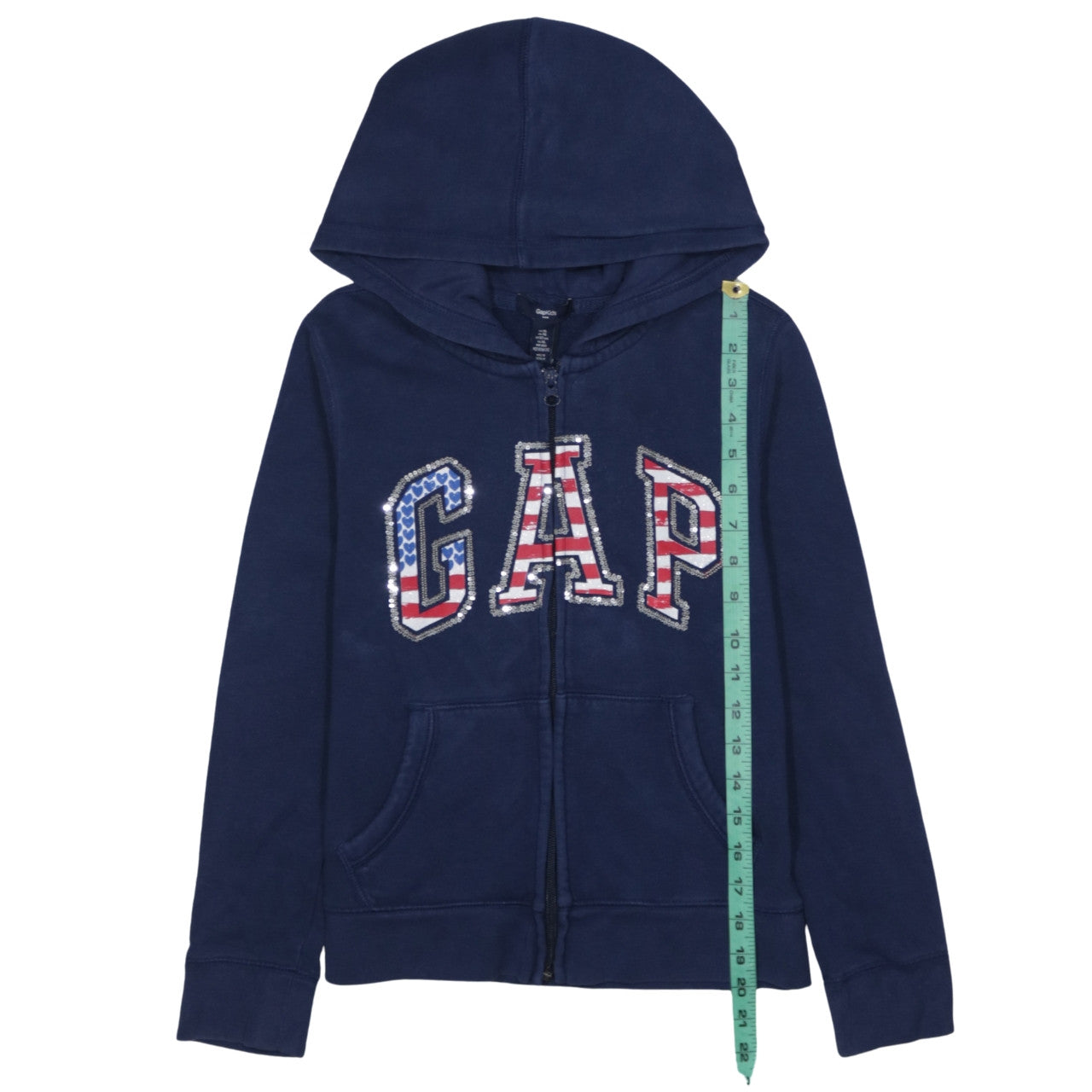 GAP Girls Blue Sequin Logo Full Zip Hoodie - 12 Years
