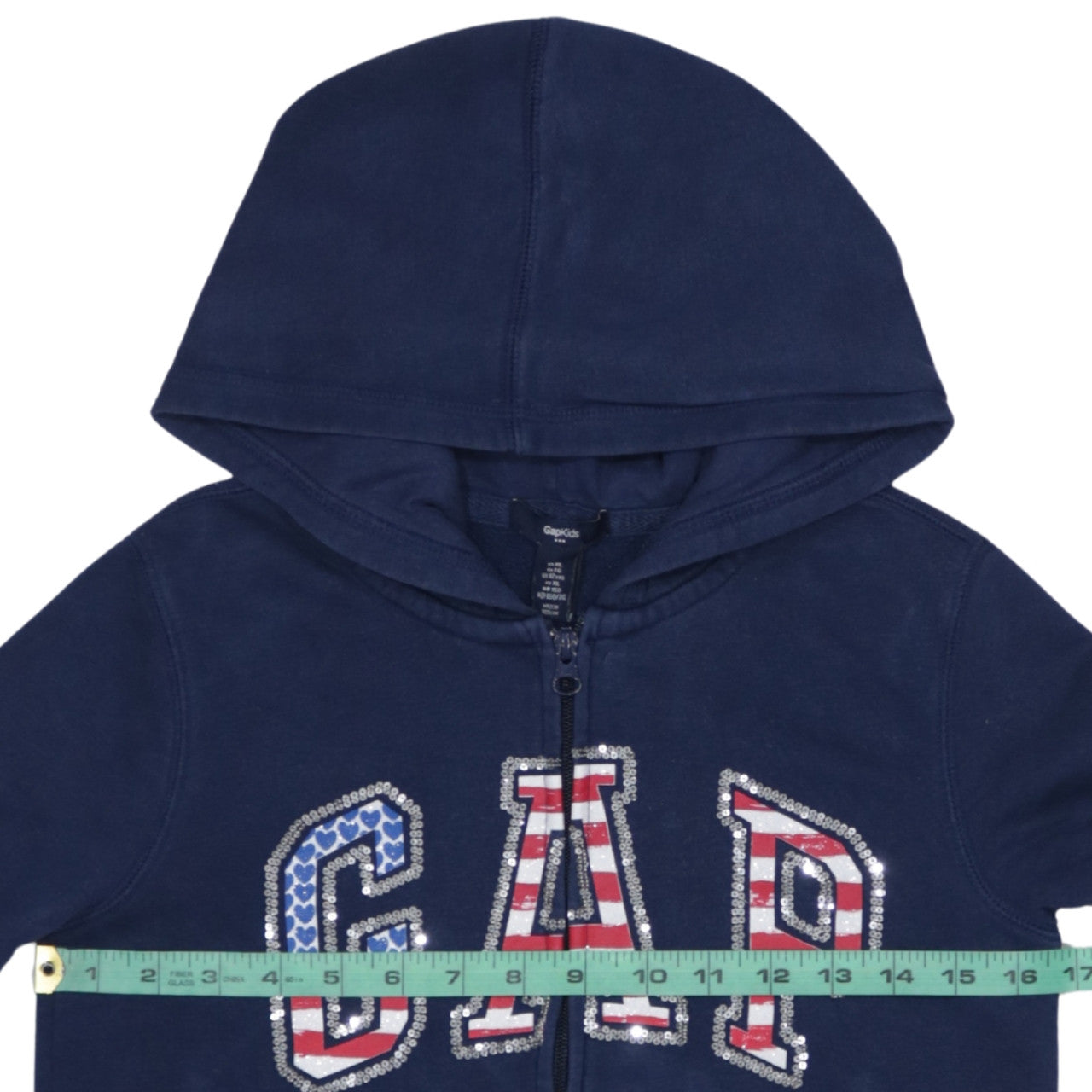 GAP Girls Blue Sequin Logo Full Zip Hoodie - 12 Years