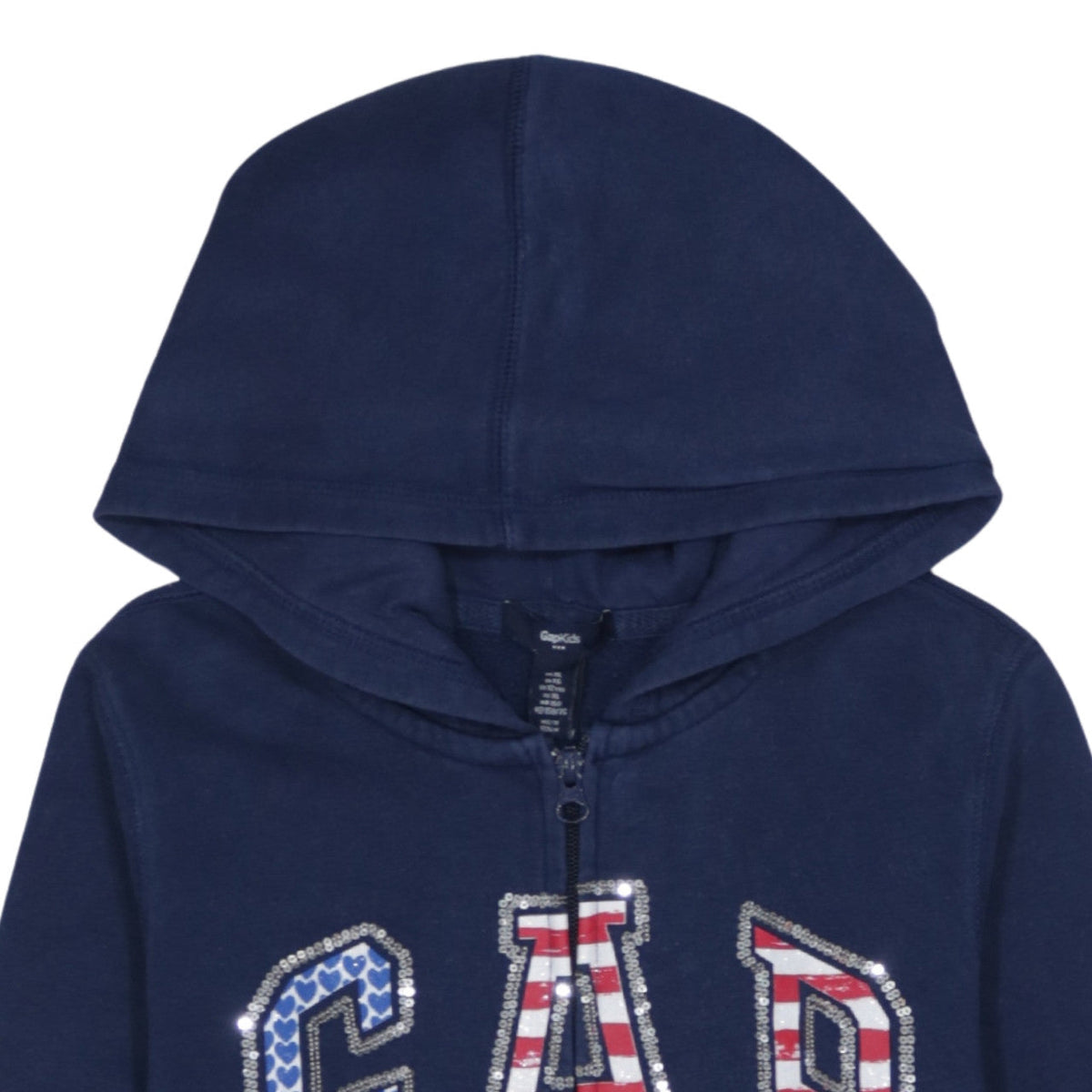 GAP Girls Blue Sequin Logo Full Zip Hoodie - 12 Years
