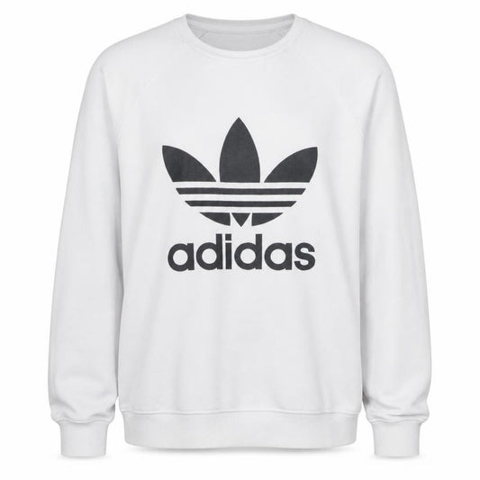 Adidas Men's White Crew Neck Logo Pullover Sweatshirt Size M