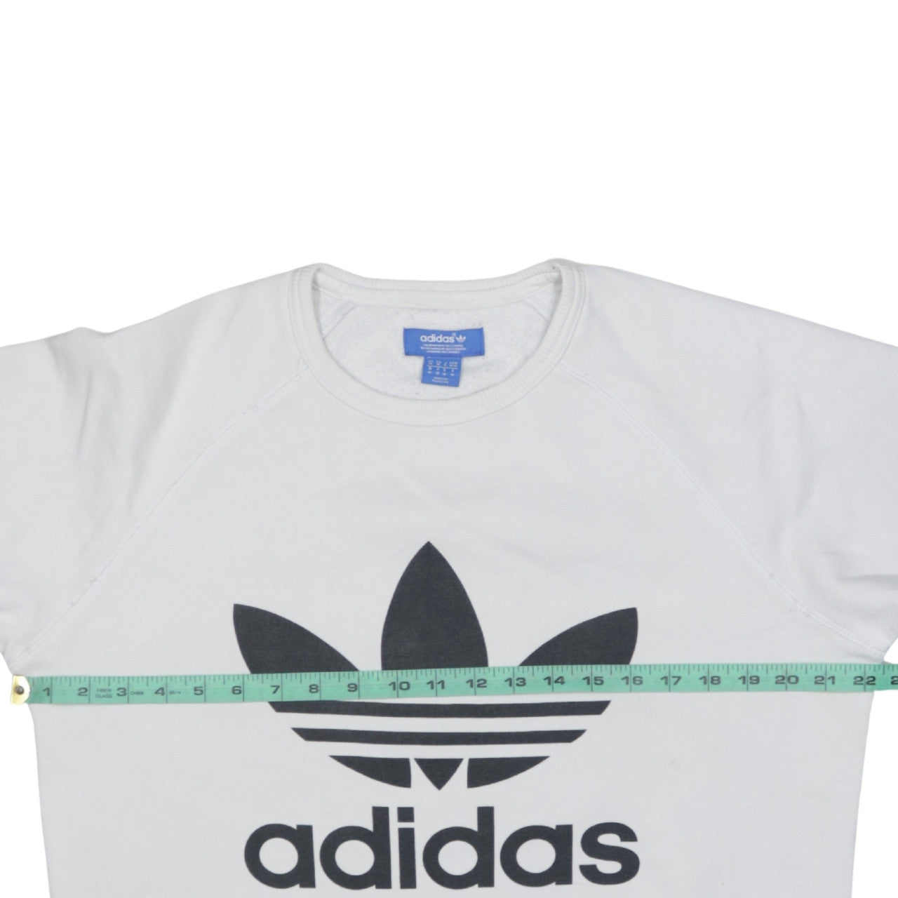 Adidas Men's White Crew Neck Logo Pullover Sweatshirt Size M