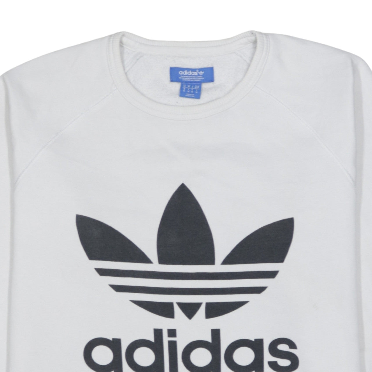 Adidas Men's White Crew Neck Logo Pullover Sweatshirt Size M