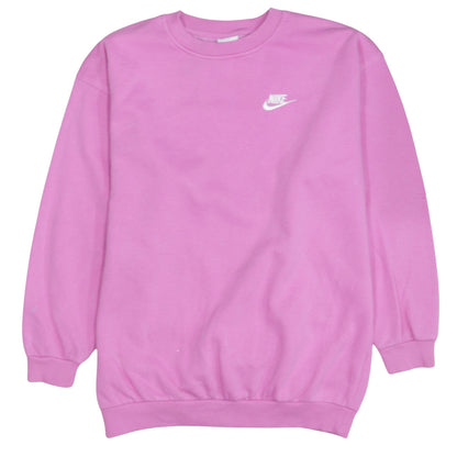 Additional front view of Nike girls’ pink xl pullover crew neck fleece sweatshirt