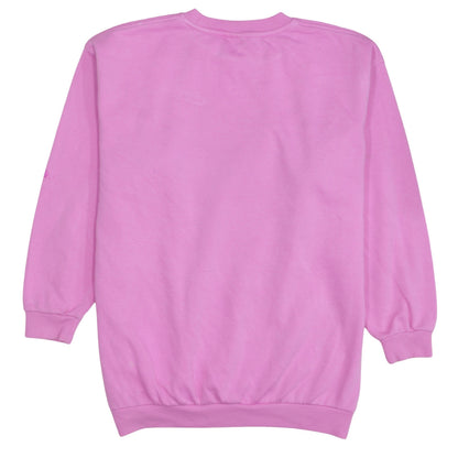 Brand and care label for Nike girls’ pink xl pullover crew neck fleece sweatshirt