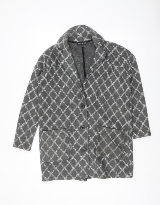 Next Petite Grey Patterned Mid-Length Coatigan Women's Size M