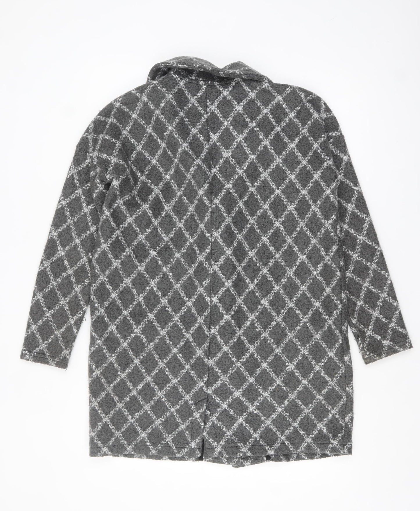 Next Petite Grey Patterned Mid-Length Coatigan Women's Size M