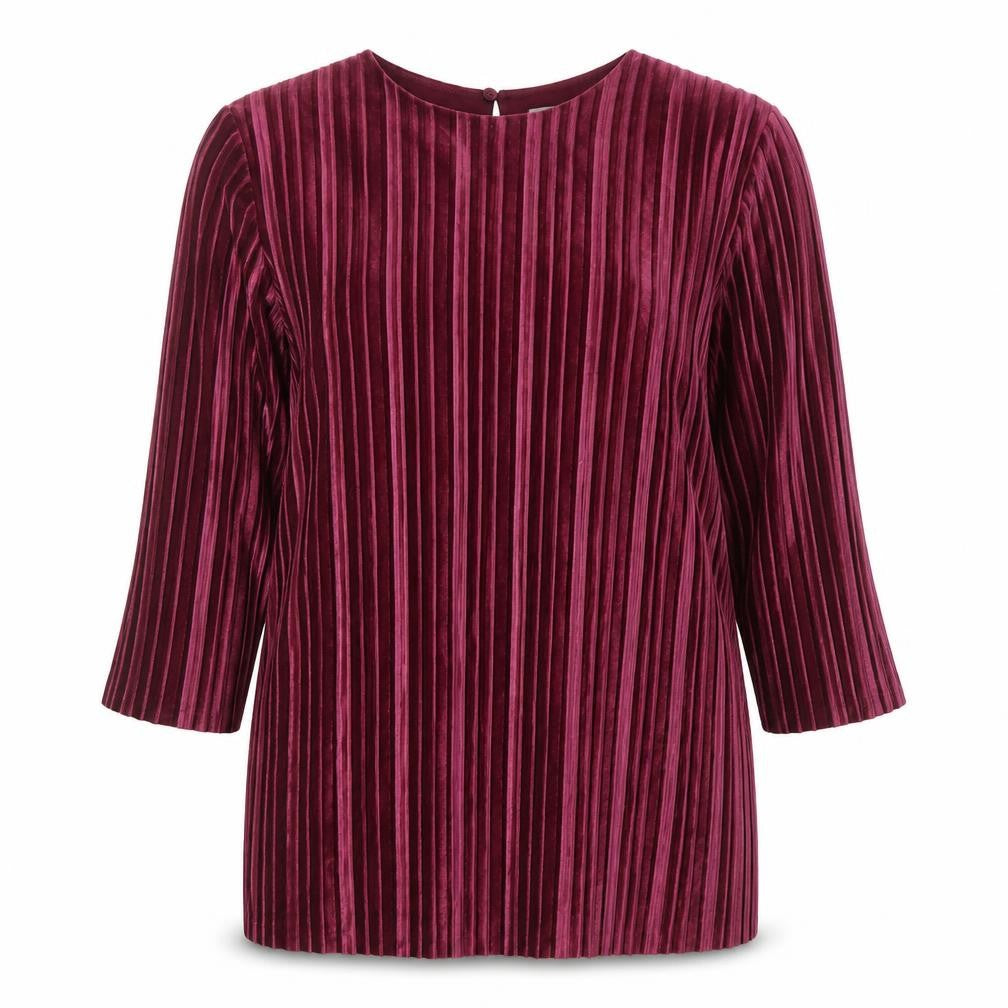 Marks & Spencer Women's Burgundy Velvet Pleated Tunic Blouse Size 14
