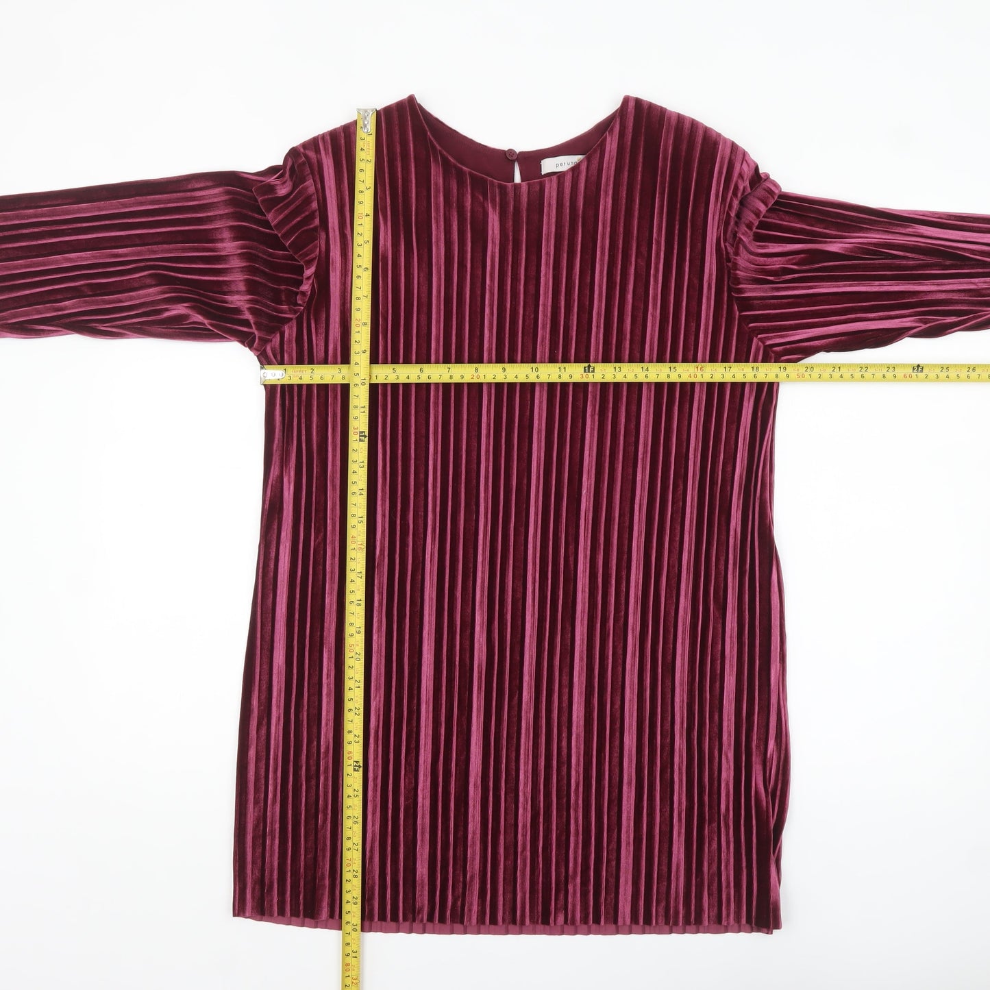 Marks and Spencer Women's Burgundy Velvet Pleated Tunic Blouse Size 14