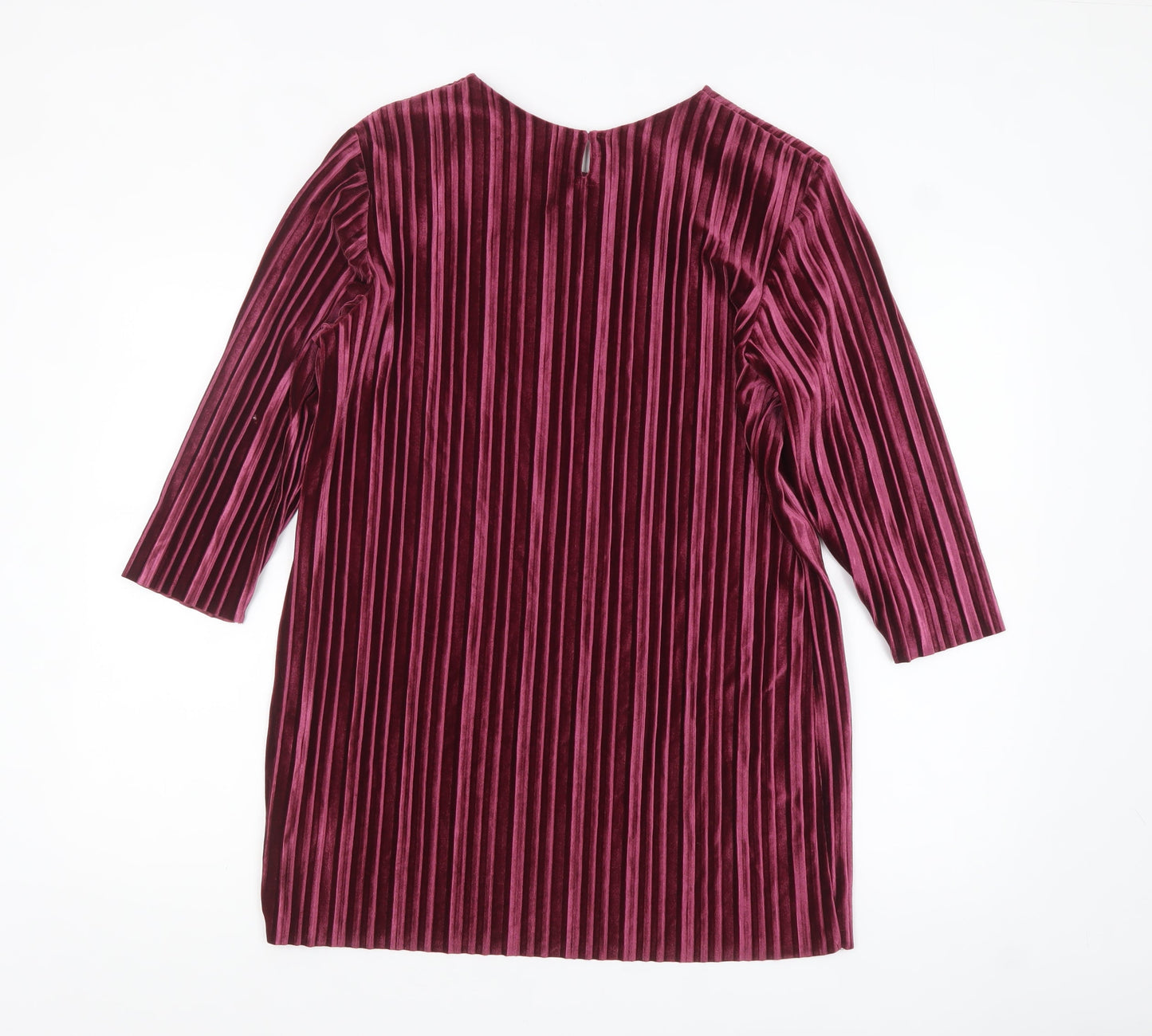 Marks and Spencer Women's Burgundy Velvet Pleated Tunic Blouse Size 14