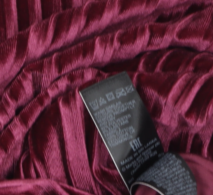 Marks and Spencer Women's Burgundy Velvet Pleated Tunic Blouse Size 14