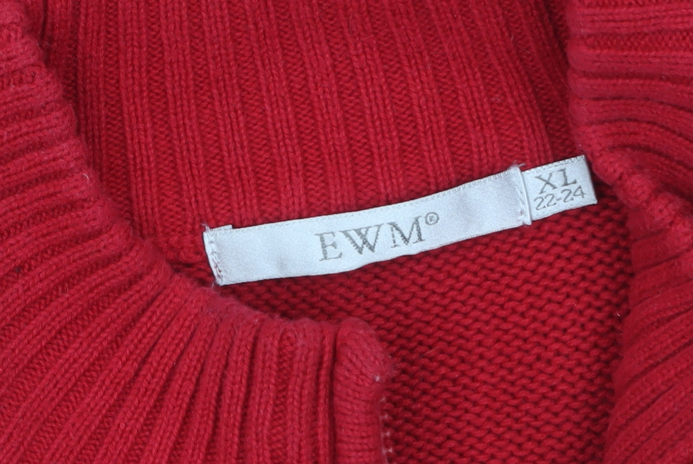 EWM Women’s Red Cotton Full Zip High Neck Jumper Size 22