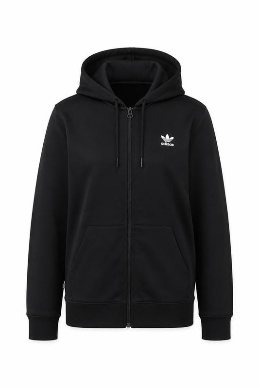 Adidas Womens Black Full Zip Hoodie Size 12 Classic Fit
