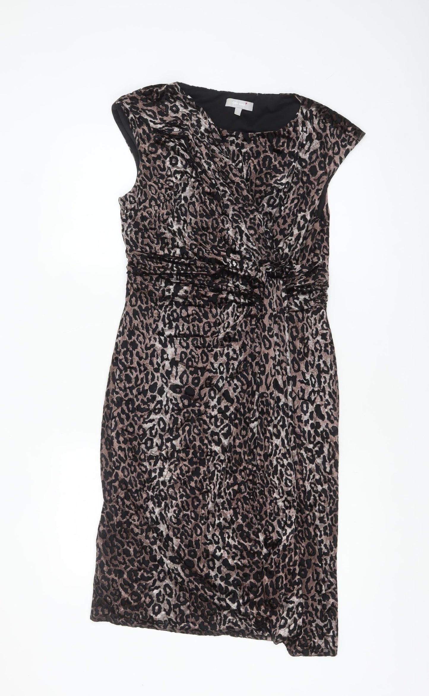 Marks and Spencer Per Una Brown Leopard Sheath Stretch Dress Women’s Size 12